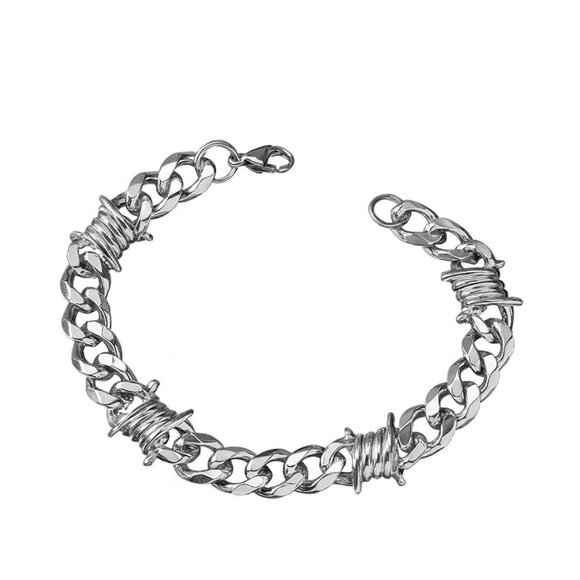 The Unbranded Brand Other - Men 11mm Wide Punk Stainless Steel Spike Interlocking Chain Bracelet